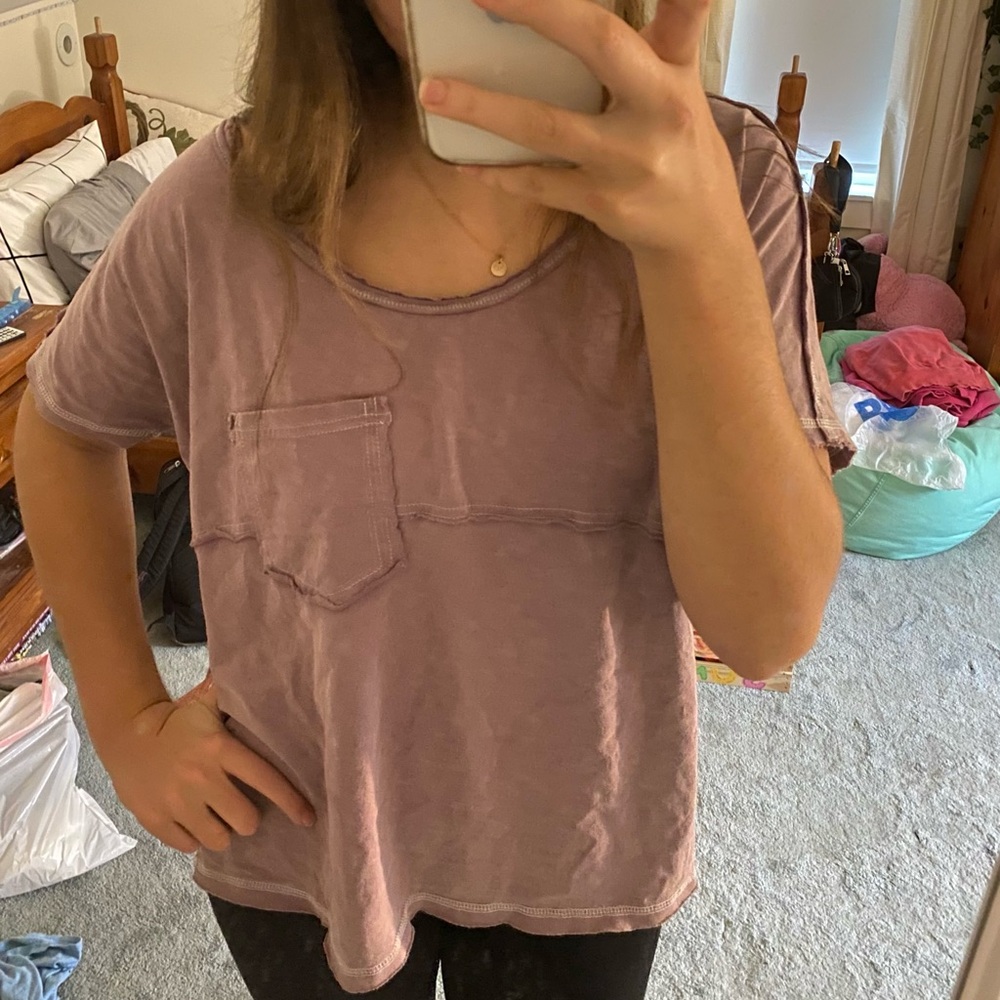 Casual Mauve Pocket Tee